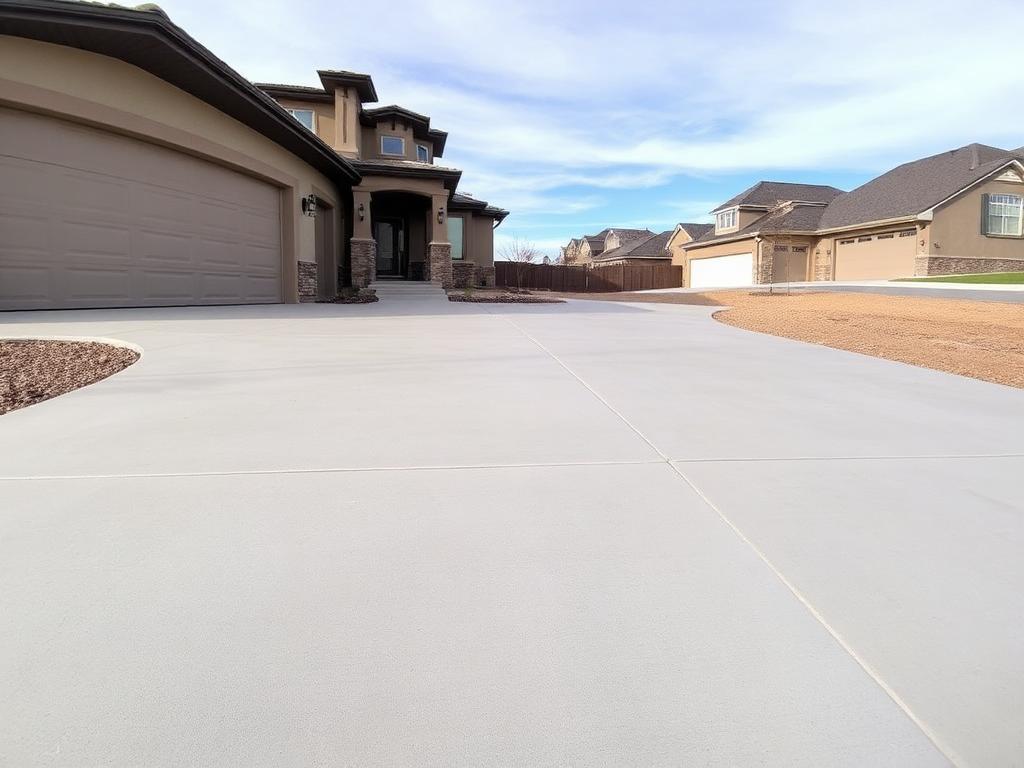 Newly finished residential concrete driveway in Reno Nevada